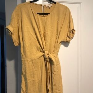 yellow midi wrap dress